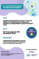13ª Conferência Municipal de Assistência Social será realizada neste mês