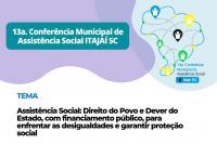 Inscries para a 13 Conferncia Municipal de Assistncia Social seguem abertas at quinta-feira (26)