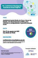 Inscries para a 13 Conferncia Municipal de Assistncia Social seguem abertas at quinta-feira (26)
