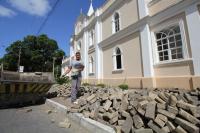 Entorno da Igreja Imaculada Conceição é fechado para revitalização do Marco Zero de Itajaí
