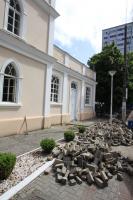 Entorno da Igreja Imaculada Conceição é fechado para revitalização do Marco Zero de Itajaí